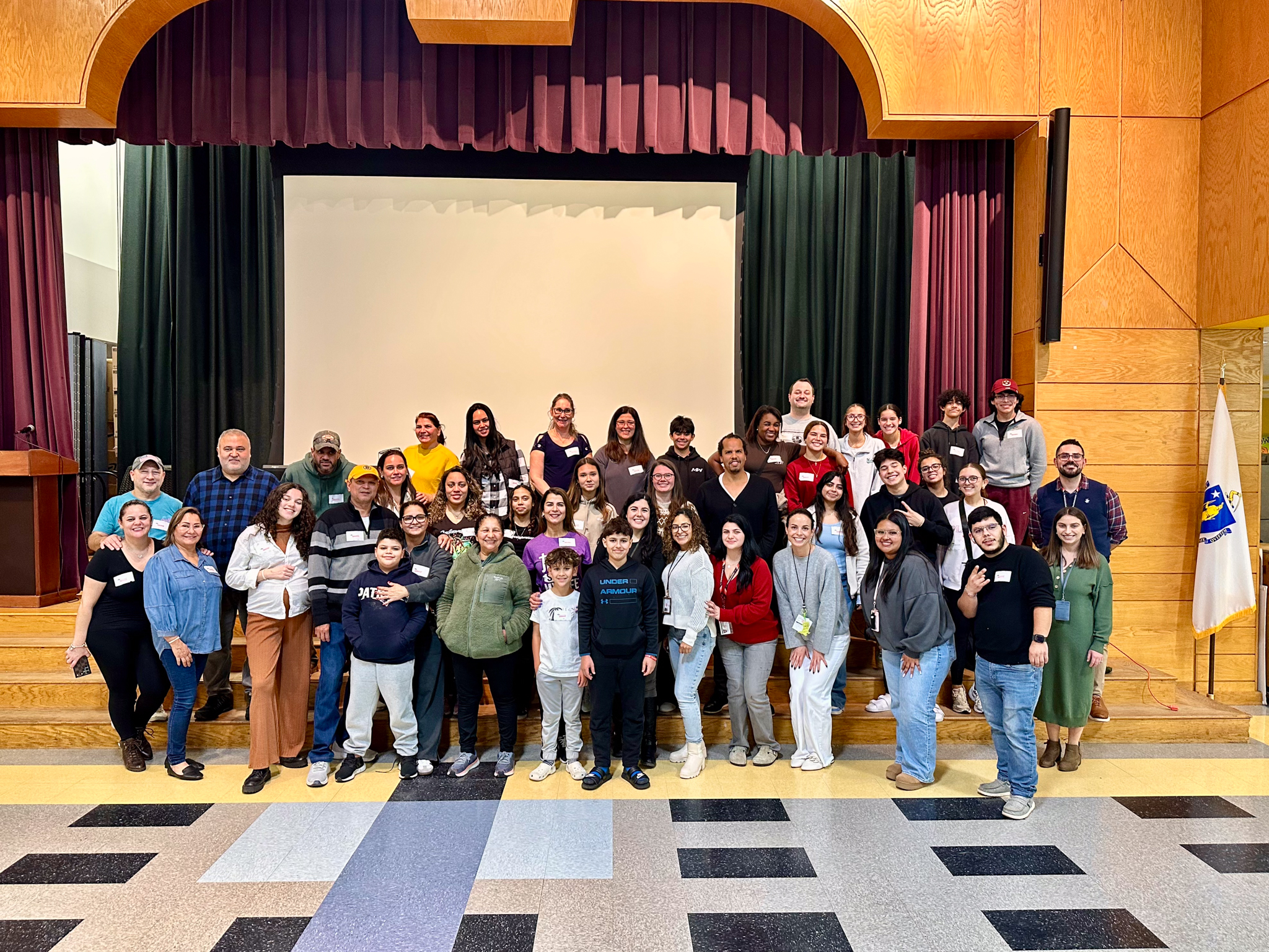 A group picture of Sokolowski School staff and volunteers who helped organize and run the Newcomer Thanksgiving